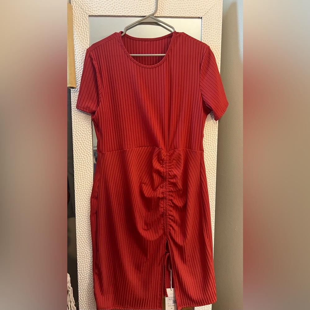 Halara ruched midi dress with slit